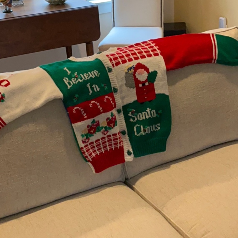 Heartstrings Cardigan Christmas Sweater, Size 14, Machine Wash, Christmas Themes
